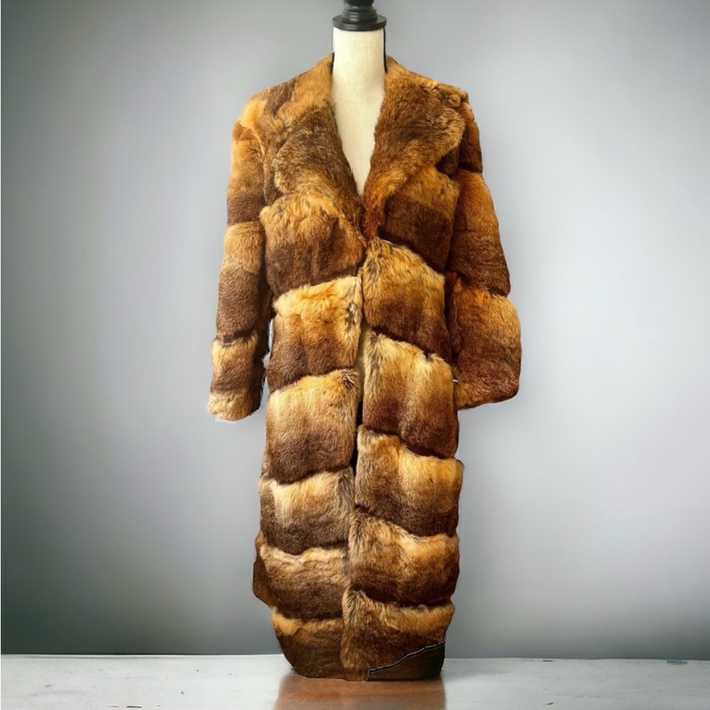 Vintage 1980s Real Fox Fur Full Length Coat Silk Lined Made in Korea Mob Wife